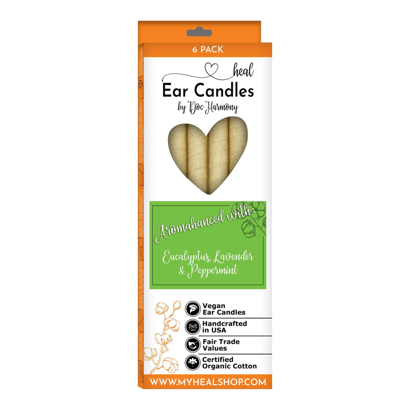 healthyenergyamazinglife Ear Candles 6-Pack Eucalyptus, Lavender & Peppermint Ear Candles