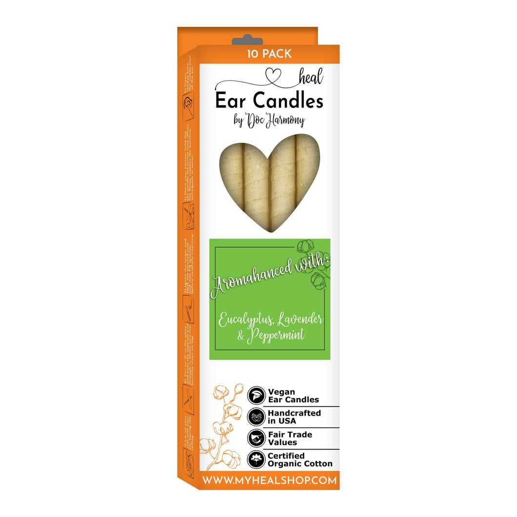 healthyenergyamazinglife Ear Candles 10-Pack Eucalyptus, Lavender & Peppermint Ear Candles