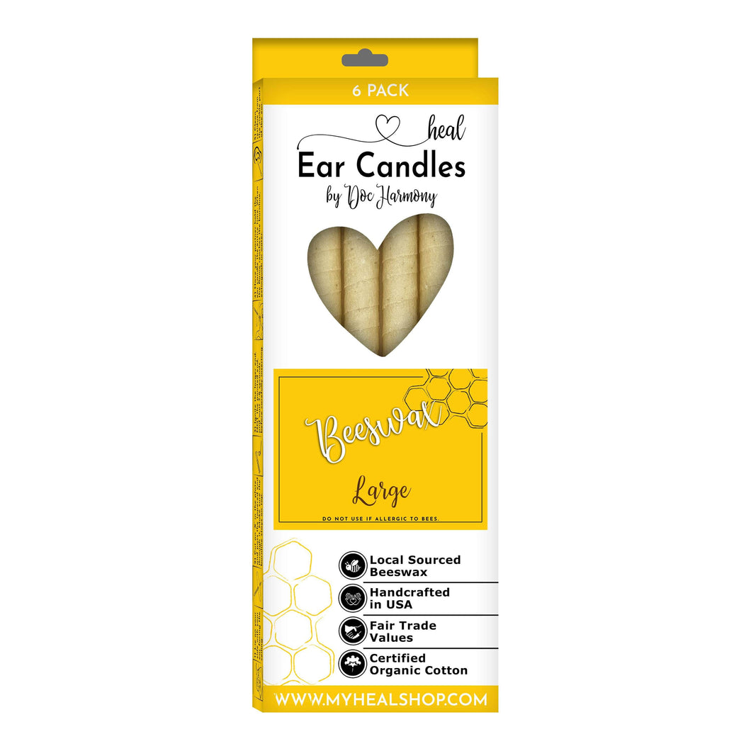 healthyenergyamazinglife Ear Candles 6-Pack Large Beeswax Harmony's Ear Candles