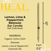 Load image into Gallery viewer, healthyenergyamazinglife Ear Candles Lemon, Lime &amp; Peppermint Beeswax Harmony&#39;s Ear Candles
