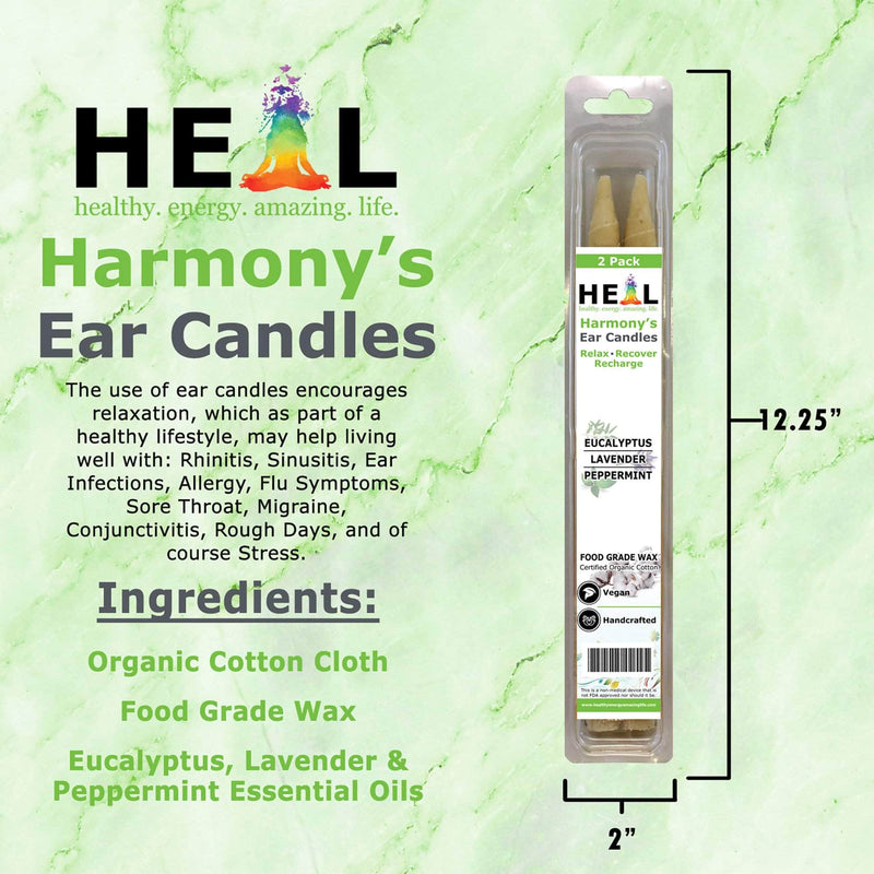 healthyenergyamazinglife Ear Candles 2-Pack Eucalyptus, Lavender & Peppermint Ear Candles