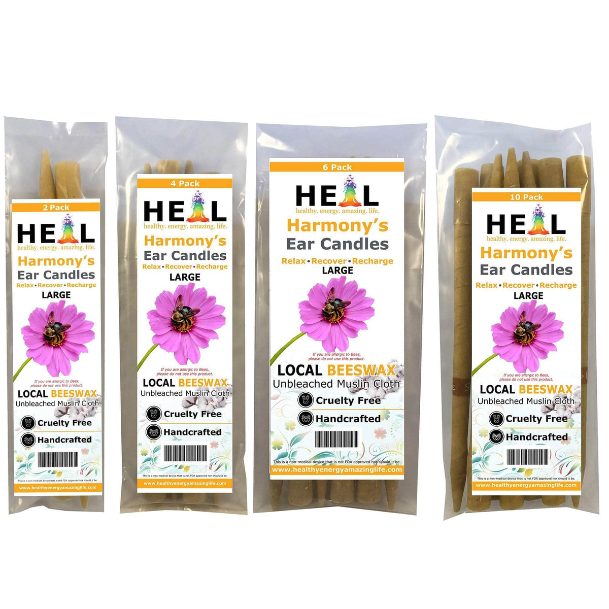 Large Beeswax Harmony's Ear Candles HEAL